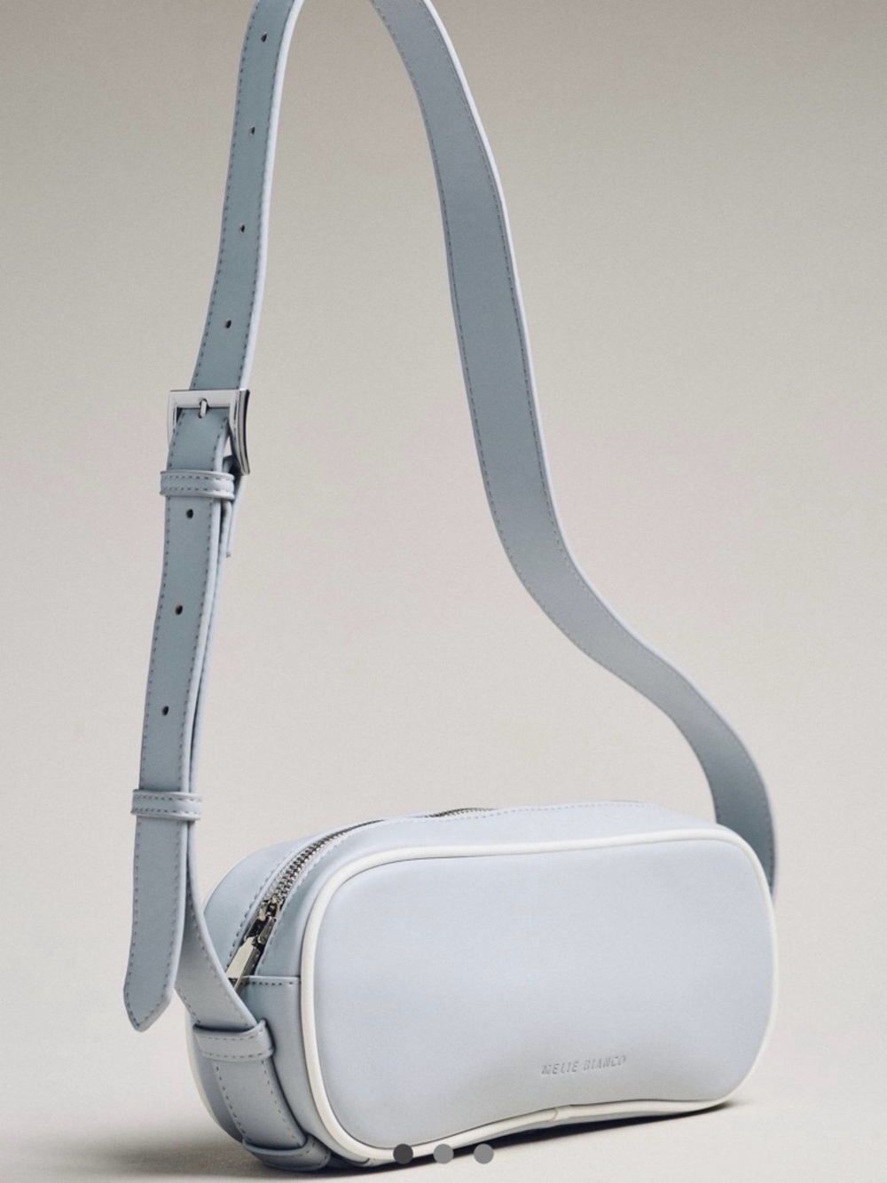 Anthropologie Miele Bianco Powder Blue Crossbody Bag with Silver Buckle